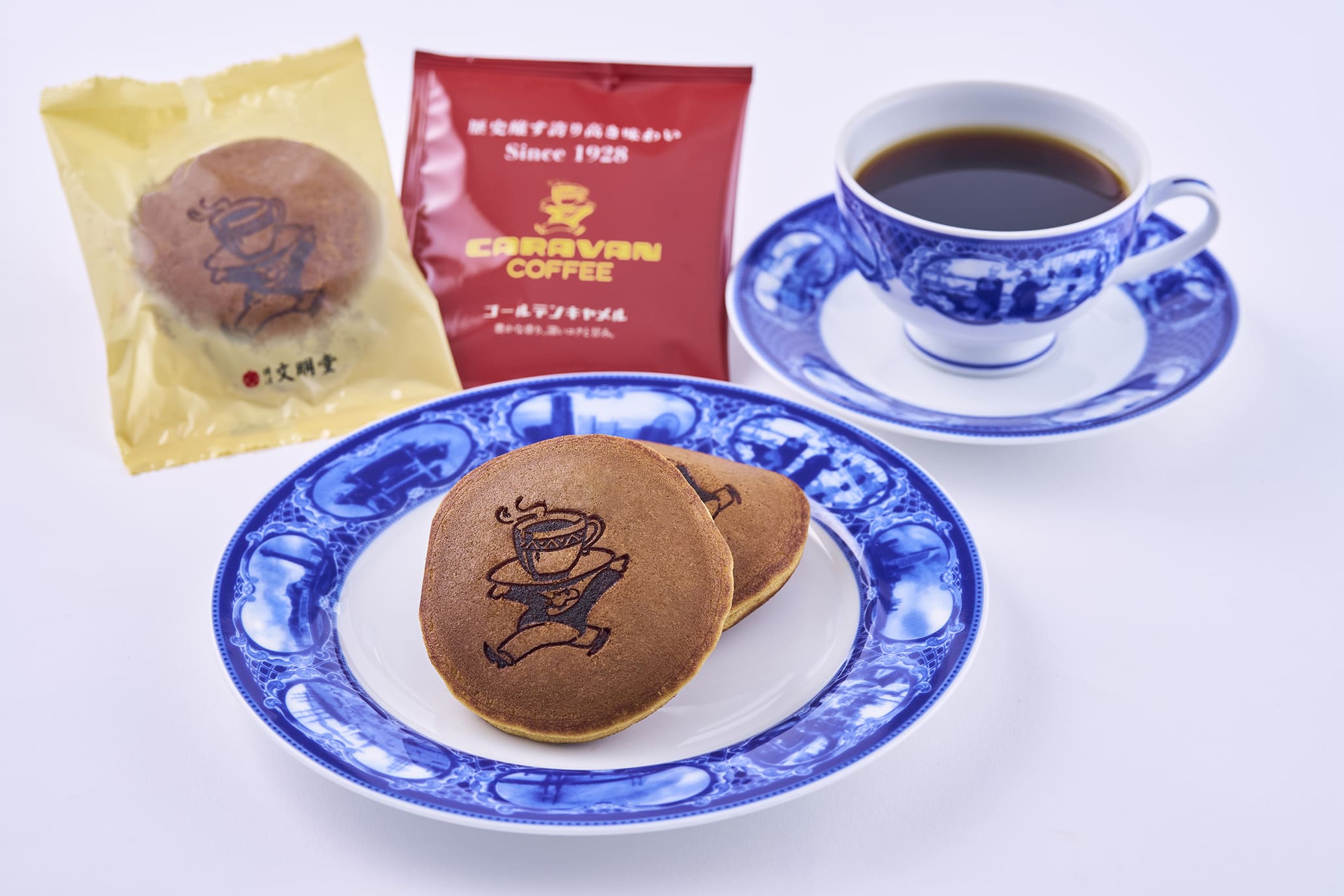 キャラバンコーヒー焼印入り 横浜文明堂三笠山(どら焼き)×DRIPACK®セット 横浜元町チャーミングセールにて数量限定 新発売!
